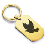 Stainless Steel Religious Dove Dog Tag Keychain - Comfort Zone Studios