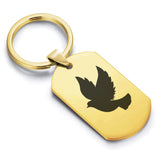 Stainless Steel Religious Dove Dog Tag Keychain - Comfort Zone Studios