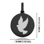 Stainless Steel Religious Dove Round Medallion Keychain