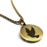 Stainless Steel Religious Dove Round Medallion Pendant