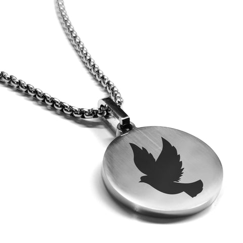 Stainless Steel Religious Dove Round Medallion Pendant