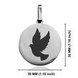 Stainless Steel Religious Dove Round Medallion Keychain