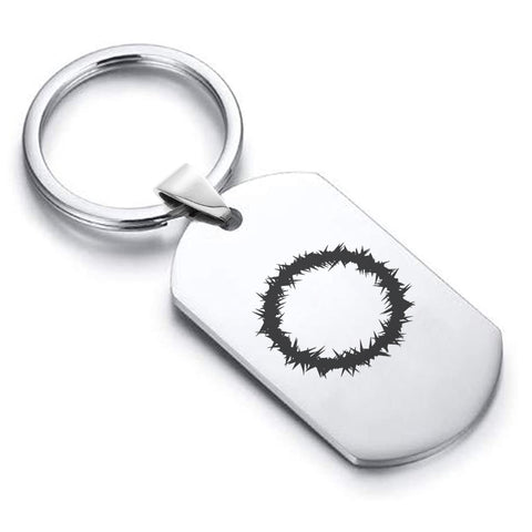 Stainless Steel Religious Crown of Thorns Dog Tag Keychain - Comfort Zone Studios