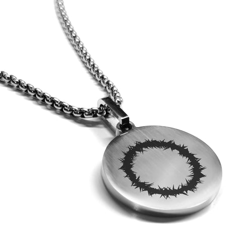 Stainless Steel Religious Crown of Thorns Round Medallion Pendant
