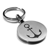 Stainless Steel Religious Anchor Round Medallion Keychain