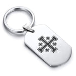 Stainless Steel Religious Jerusalem Cross Dog Tag Keychain - Comfort Zone Studios