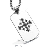 Stainless Steel Religious Jerusalem Cross Dog Tag Pendant - Comfort Zone Studios