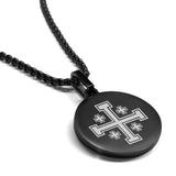 Stainless Steel Religious Jerusalem Cross Round Medallion Pendant