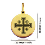 Stainless Steel Religious Jerusalem Cross Round Medallion Keychain