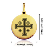 Stainless Steel Religious Jerusalem Cross Round Medallion Keychain