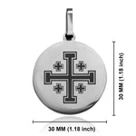 Stainless Steel Religious Jerusalem Cross Round Medallion Keychain