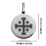 Stainless Steel Religious Jerusalem Cross Round Medallion Keychain