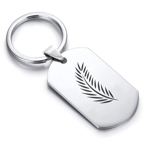 Stainless Steel Religious Palm Branch Dog Tag Keychain - Comfort Zone Studios