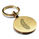 Stainless Steel Religious Palm Branch Round Medallion Keychain
