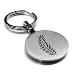 Stainless Steel Religious Palm Branch Round Medallion Keychain