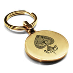 Stainless Steel Vintage Spade Suit Round Medallion Keychain