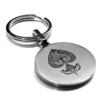Stainless Steel Vintage Spade Suit Round Medallion Keychain