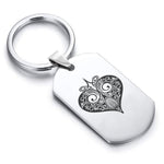 Stainless Steel Vintage Heart Suit Dog Tag Keychain - Comfort Zone Studios