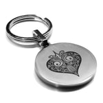 Stainless Steel Vintage Heart Suit Round Medallion Keychain