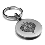 Stainless Steel Vintage Heart Suit Round Medallion Keychain