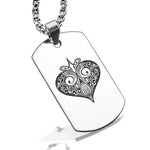 Stainless Steel Vintage Heart Suit Dog Tag Pendant - Comfort Zone Studios
