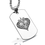 Stainless Steel Vintage Heart Suit Dog Tag Pendant - Comfort Zone Studios