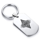 Stainless Steel Vintage Diamond Suit Dog Tag Keychain - Comfort Zone Studios