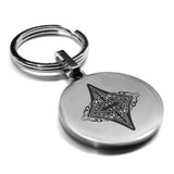 Stainless Steel Vintage Diamond Suit Round Medallion Keychain