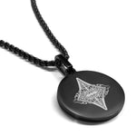 Stainless Steel Vintage Diamond Suit Round Medallion Pendant