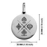 Stainless Steel Vintage Four Suits Round Medallion Keychain