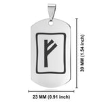 Stainless Steel Elder Futhark Fehu Rune Dog Tag Keychain - Comfort Zone Studios