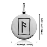 Stainless Steel Elder Futhark Ansuz Rune Round Medallion Pendant