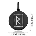 Stainless Steel Elder Futhark Raidho Rune Round Medallion Keychain