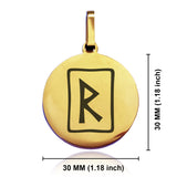 Stainless Steel Elder Futhark Raidho Rune Round Medallion Pendant
