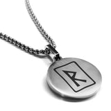 Stainless Steel Elder Futhark Raidho Rune Round Medallion Pendant