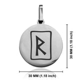 Stainless Steel Elder Futhark Raidho Rune Round Medallion Pendant