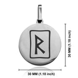 Stainless Steel Elder Futhark Raidho Rune Round Medallion Keychain