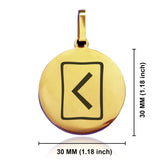 Stainless Steel Elder Futhark Kenaz Rune Round Medallion Keychain