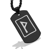 Stainless Steel Elder Futhark Wunjo Rune Dog Tag Pendant - Comfort Zone Studios