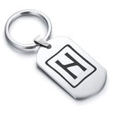 Stainless Steel Elder Futhark Hagalaz Rune Dog Tag Keychain - Comfort Zone Studios