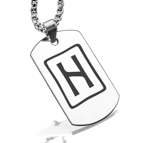 Stainless Steel Elder Futhark Hagalaz Rune Dog Tag Pendant - Comfort Zone Studios