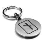 Stainless Steel Elder Futhark Naudhiz Rune Round Medallion Keychain