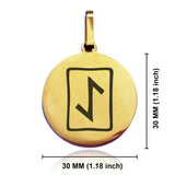 Stainless Steel Elder Futhark Eihwaz Rune Round Medallion Keychain
