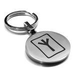 Stainless Steel Elder Futhark Elhaz Rune Round Medallion Keychain