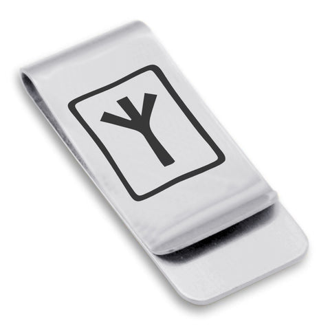 Stainless Steel Elder Futhark Elhaz Rune Classic Slim Money Clip