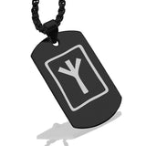 Stainless Steel Elder Futhark Elhaz Rune Dog Tag Pendant - Comfort Zone Studios