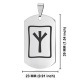 Stainless Steel Elder Futhark Elhaz Rune Dog Tag Pendant - Comfort Zone Studios