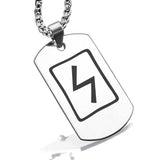 Stainless Steel Elder Futhark Sowulo Rune Dog Tag Pendant - Comfort Zone Studios