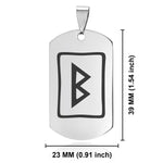 Stainless Steel Elder Futhark Berkana Rune Dog Tag Pendant - Comfort Zone Studios
