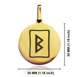 Stainless Steel Elder Futhark Berkana Rune Round Medallion Pendant